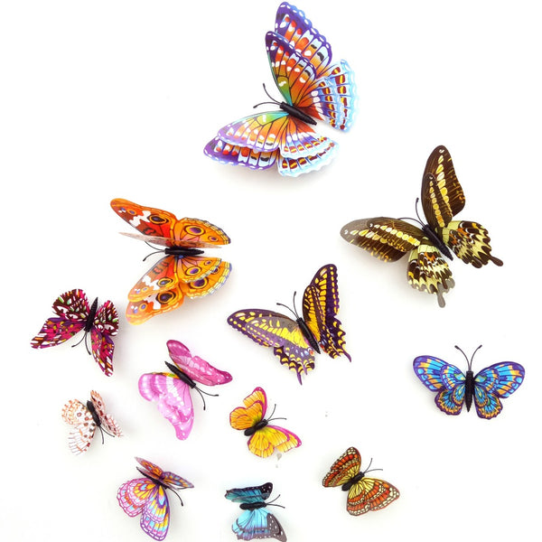 12 Piece 3D Butterfly  Glow In Dark Decals