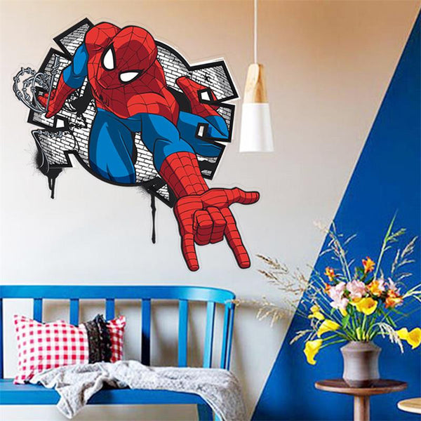 3D Effect Mini Spiderman Cartoon Wall Decal