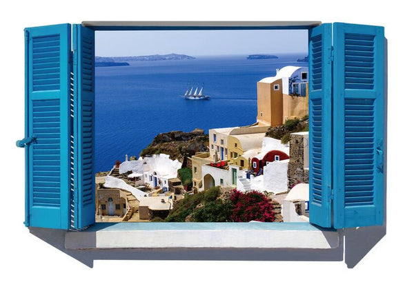 3D Beach Sea Window Scenery Wall Decals