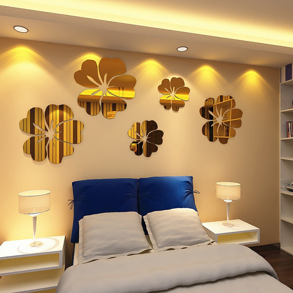 Amazing 5 Piece Reflective Flower Wall Decals
