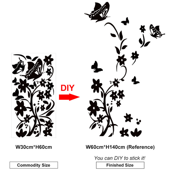DIY Butterflies and Flowers Wall and Refrigerator Decal