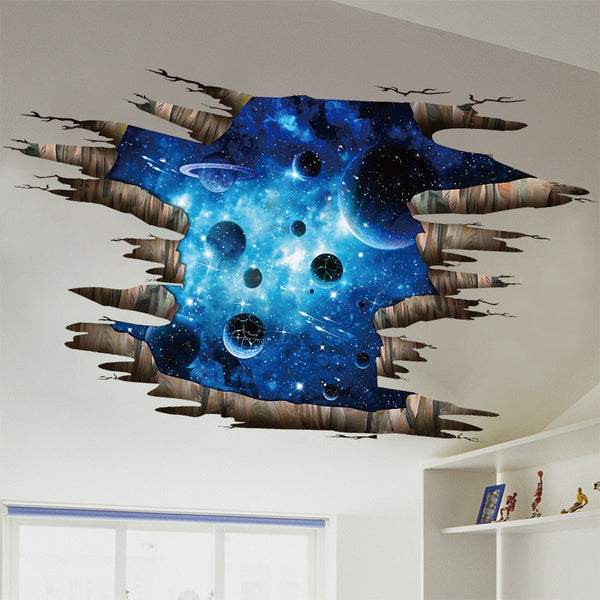 3D Cosmic Space Galaxy Floor Decal