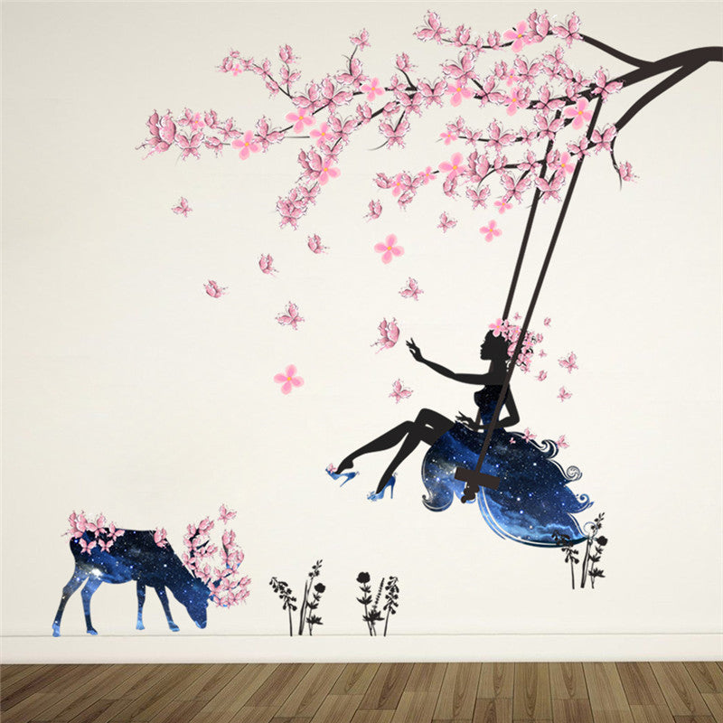 Romantic Flower Fairy Swing Wall Decal
