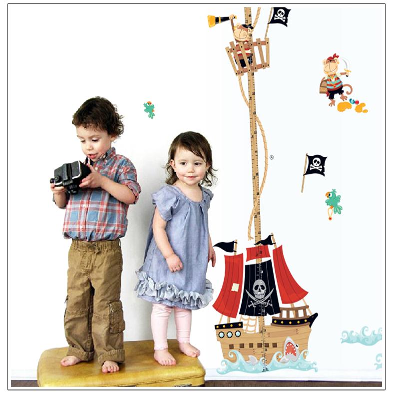 Cartoon Pirate Ship Growth Chart Wall Decal