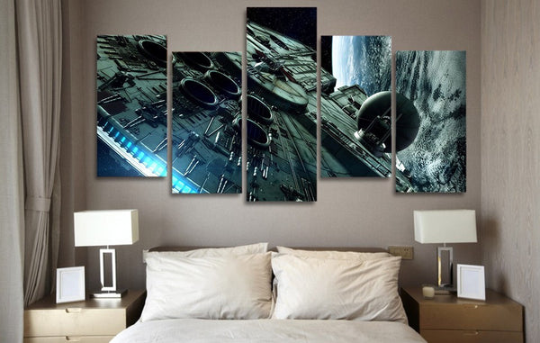 Amazing 5 Piece Millenium Falcon Canvas Art