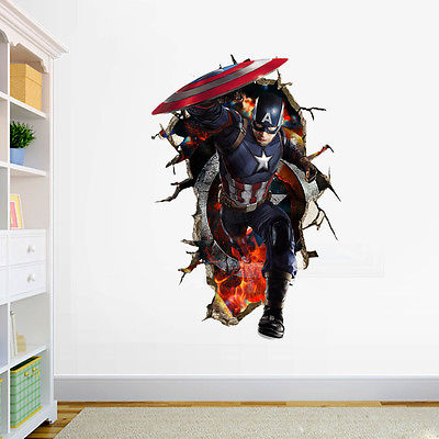 3D Captain America Wall Decal