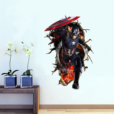 3D Captain America Wall Decal