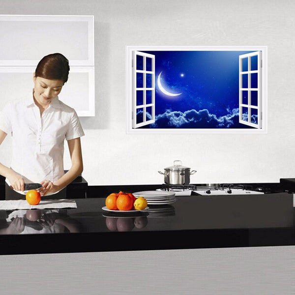 3D Outer Space Window Wall Decals