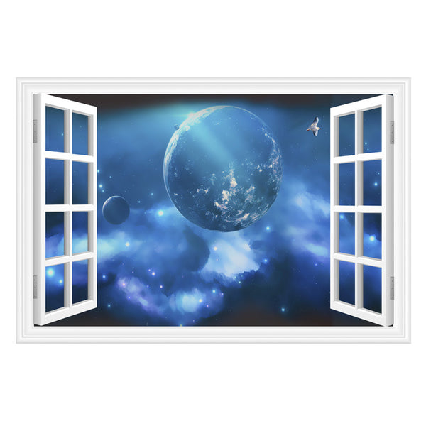 3D Outer Space Window Wall Decals