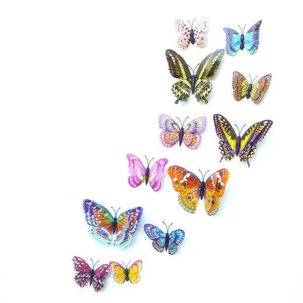 12 Piece 3D Butterfly  Glow In Dark Decals