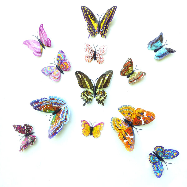 12 Piece 3D Butterfly  Glow In Dark Decals