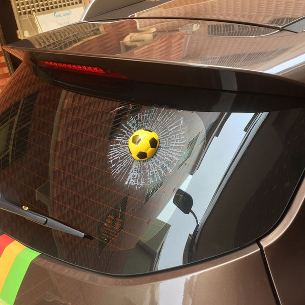 3D Funny Auto Ball Broken Glass Window Decal