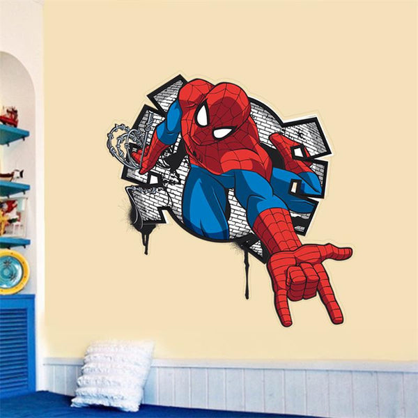 3D Effect Mini Spiderman Cartoon Wall Decal