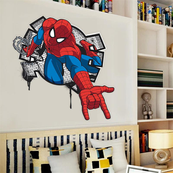 3D Effect Mini Spiderman Cartoon Wall Decal