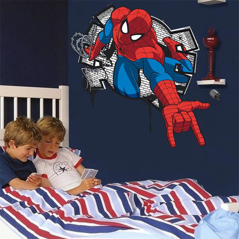 3D Effect Mini Spiderman Cartoon Wall Decal