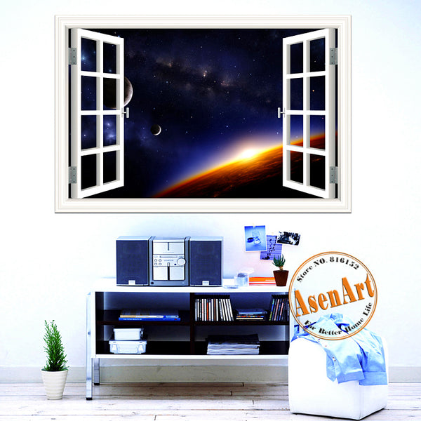 Scenic Outer Space Window View Wall Decals