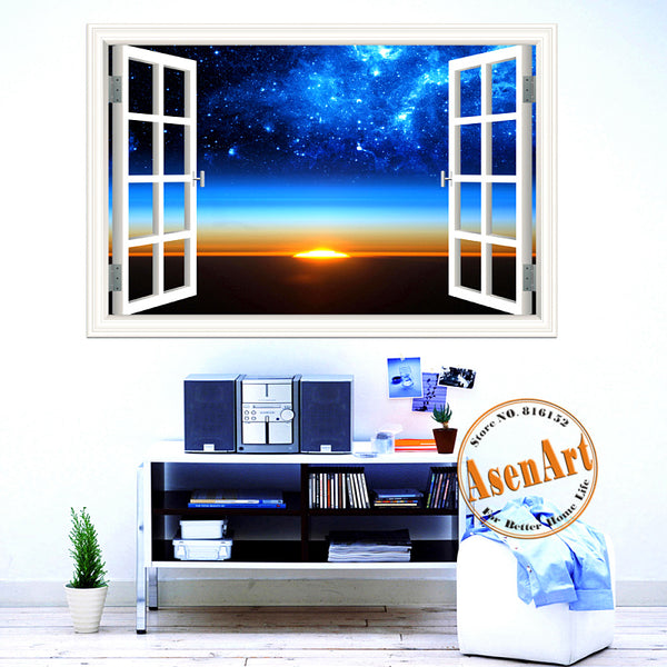 Scenic Outer Space Window View Wall Decals