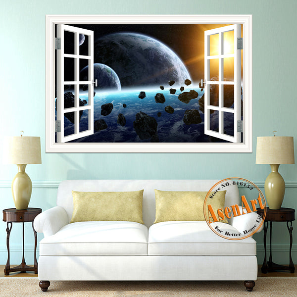 Scenic Outer Space Window View Wall Decals