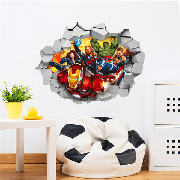 3D Avengers Through  Wall Decal