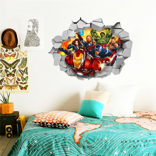 3D Avengers Through  Wall Decal