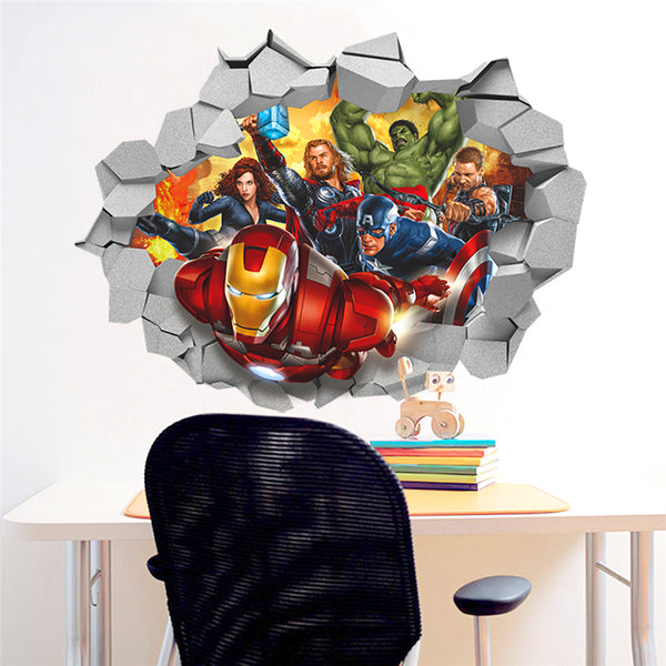 3D Avengers Through  Wall Decal