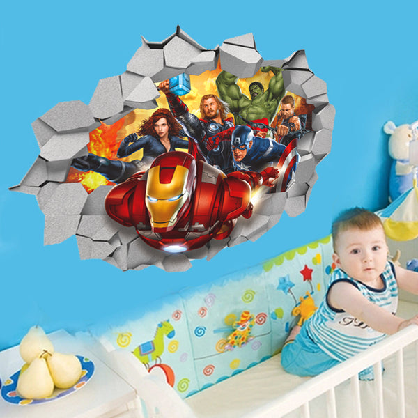 3D Avengers Through  Wall Decal