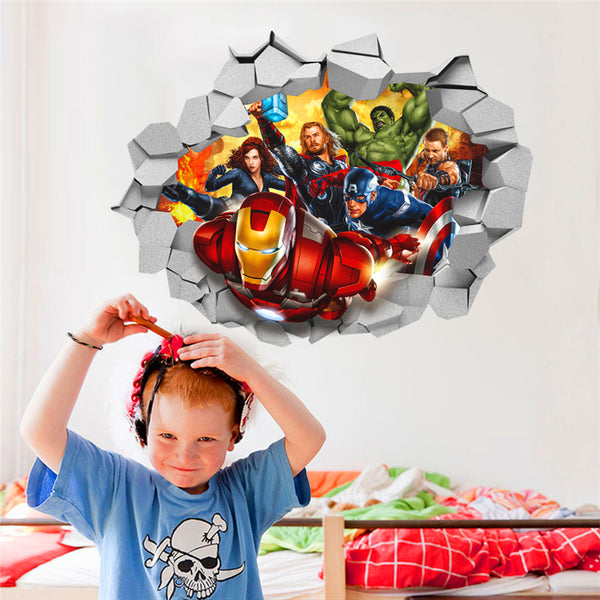 3D Avengers Through  Wall Decal