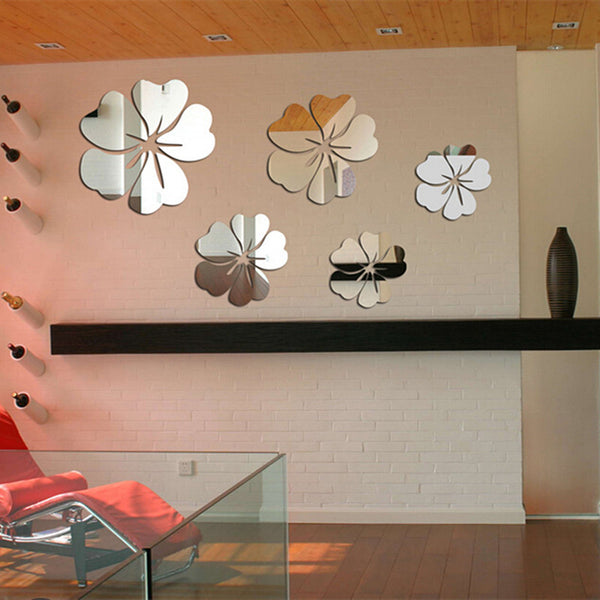 Amazing 5 Piece Reflective Flower Wall Decals