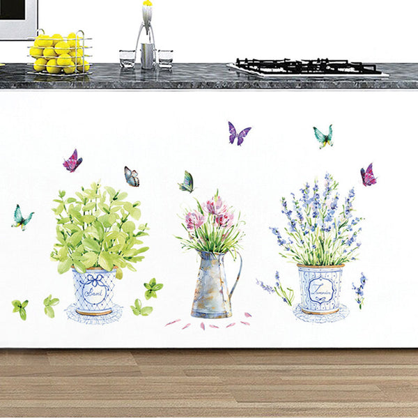 Elegant Flower Pot Butterfly Wall Decor