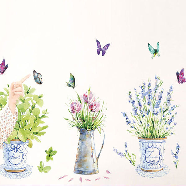 Elegant Flower Pot Butterfly Wall Decor