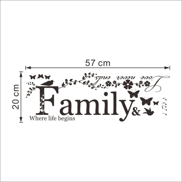 Family Love Never Ends Quote Decal