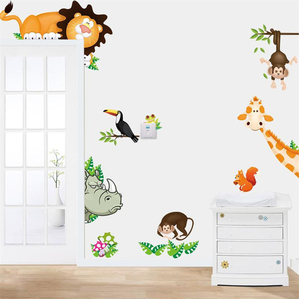 Cute Jungle Forrest Animal Theme DIY Wall Decal