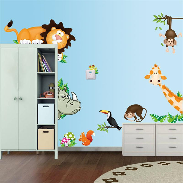 Cute Jungle Forrest Animal Theme DIY Wall Decal