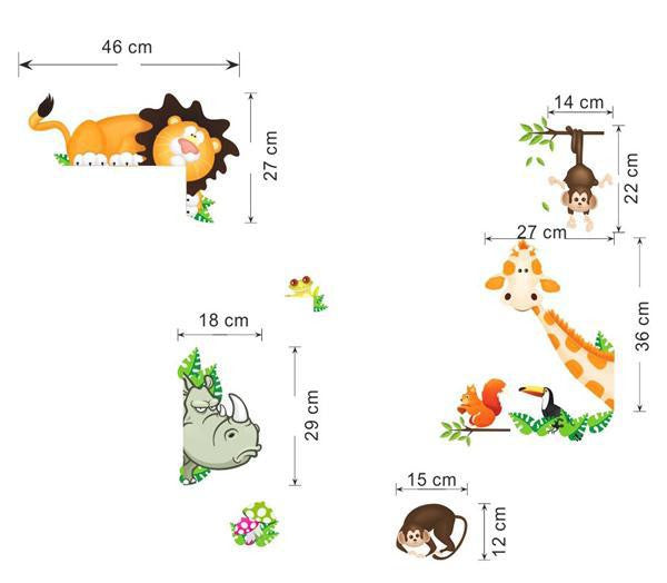 Cute Jungle Forrest Animal Theme DIY Wall Decal