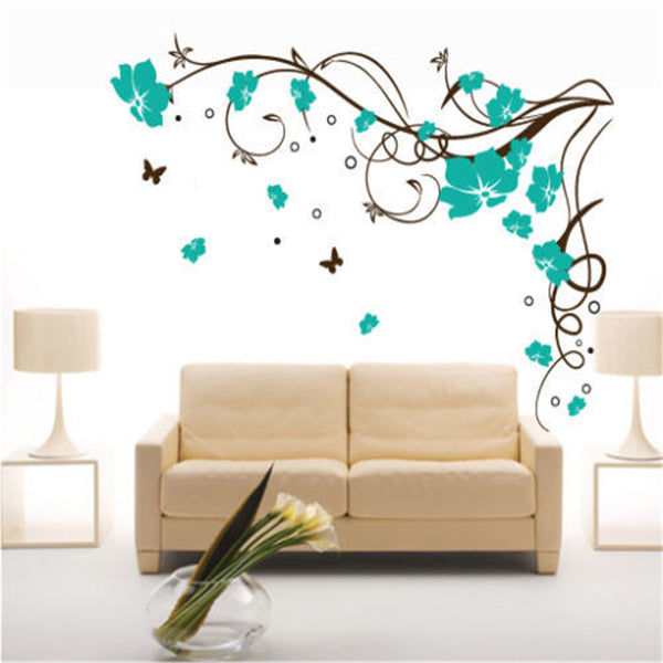 Large Butterfly Vine Flowers Butterflies Wall Decal