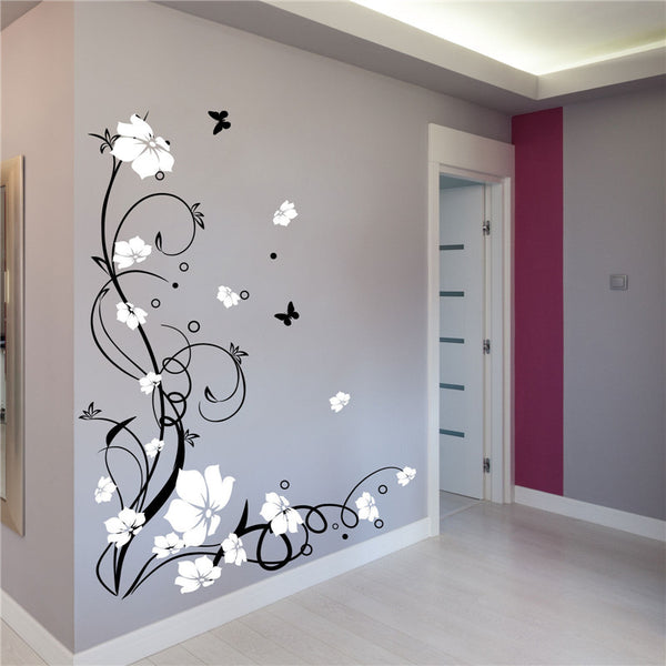 Large Butterfly Vine Flowers Butterflies Wall Decal