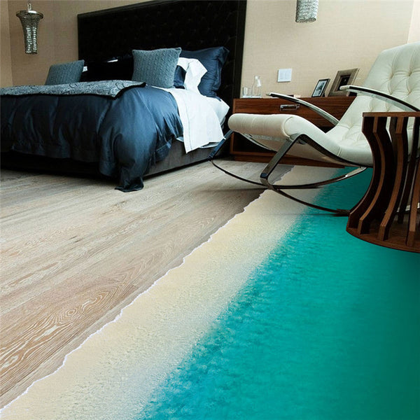 New  3D Beach  Floor Mural Decal