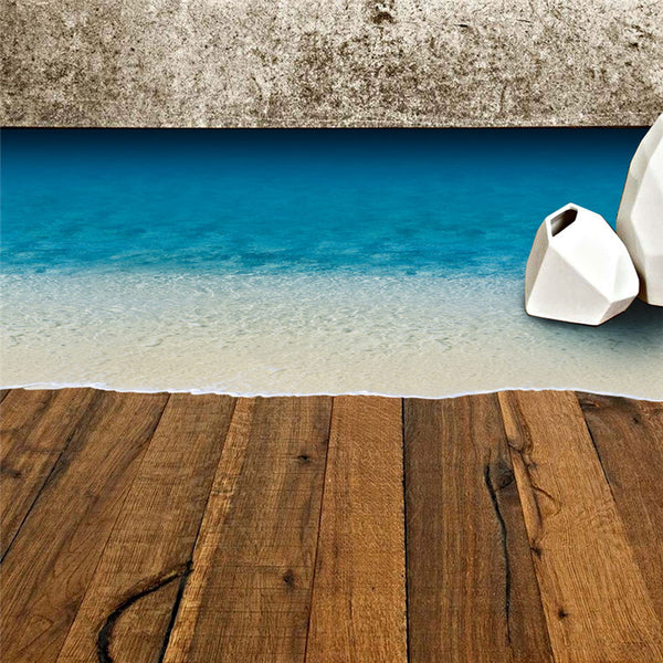 New  3D Beach  Floor Mural Decal