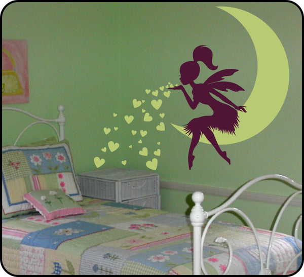 Lovely Fairy On Moon  Wall Decal