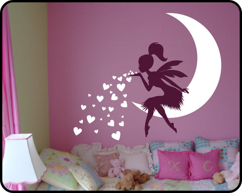 Lovely Fairy On Moon  Wall Decal