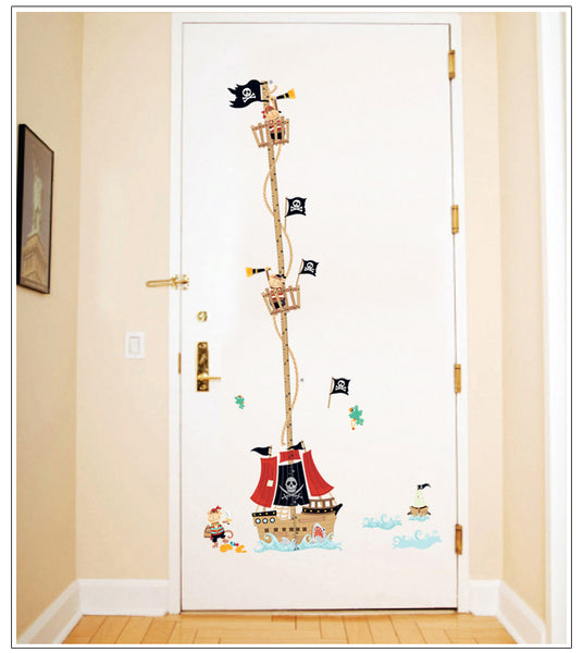 Cartoon Pirate Ship Growth Chart Wall Decal