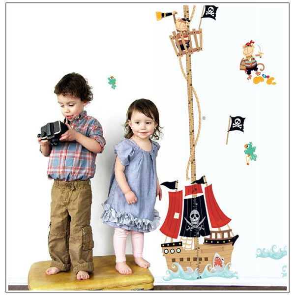 Cartoon Pirate Ship Growth Chart Wall Decal