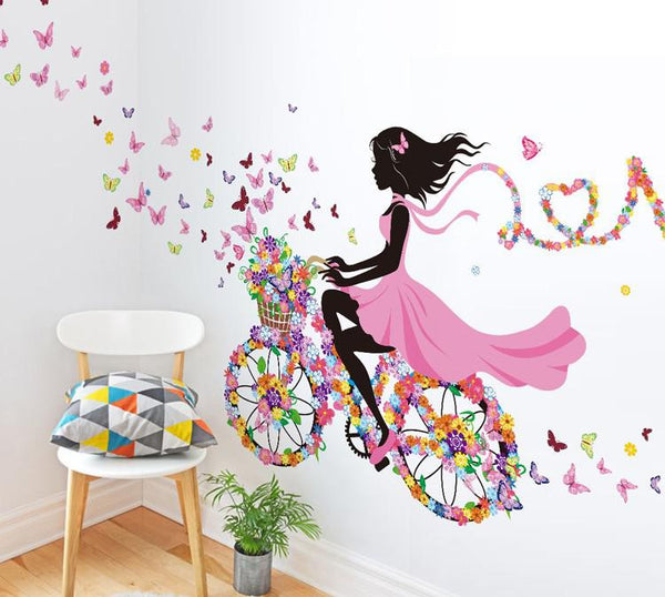 Pretty 3D Girl Fairy & Flowers Wall Mural