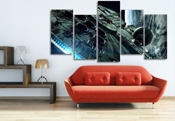 Amazing 5 Piece Millenium Falcon Canvas Art