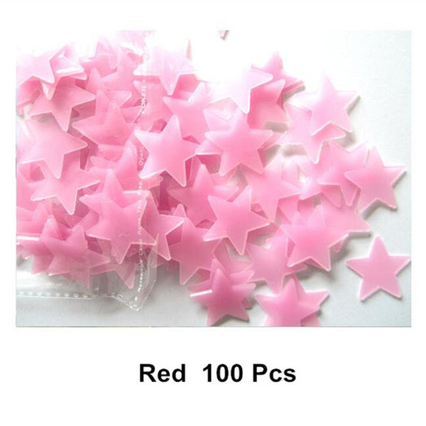 3D Glowing Star Stickers - 100 Pieces