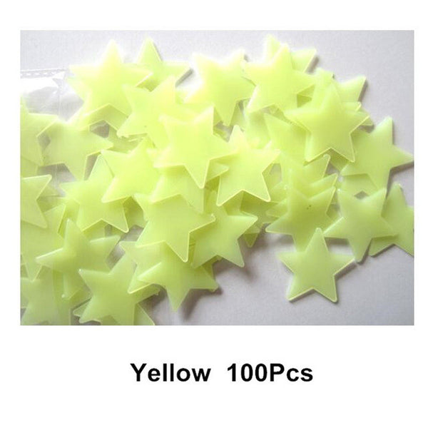 3D Glowing Star Stickers - 100 Pieces