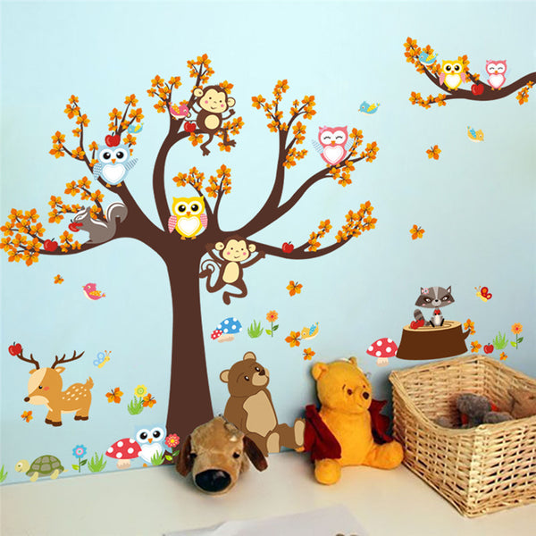 Forest Tree Branch Cartoon Creatures Wall Mural