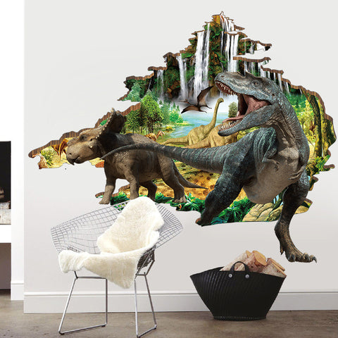 3d Tyrannosaurus Coming Through Wall Decal