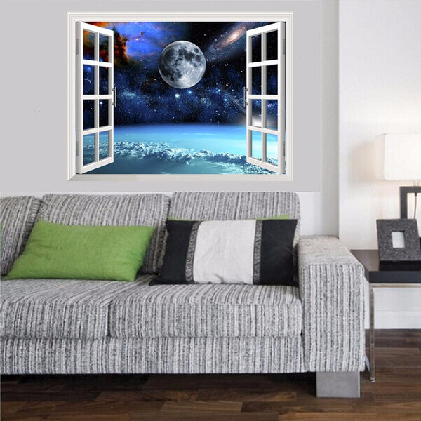 3D Outer Space Window Wall Decals