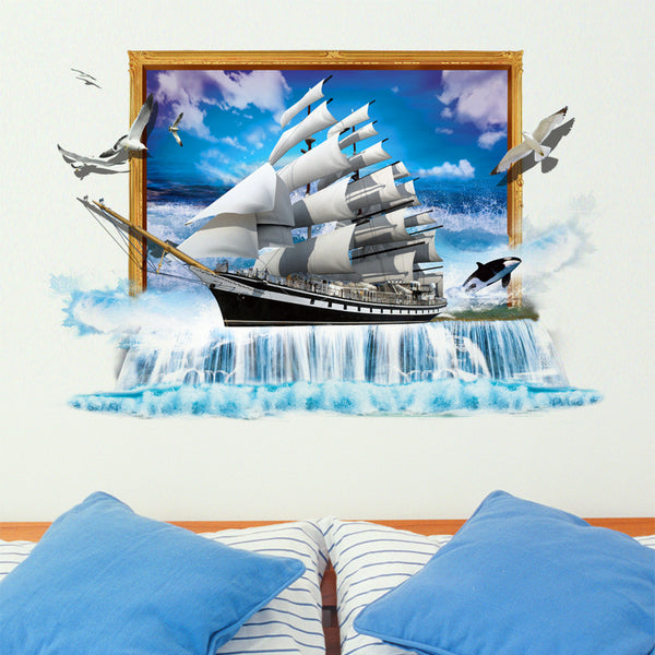 3D Sail Boat Wall Decal